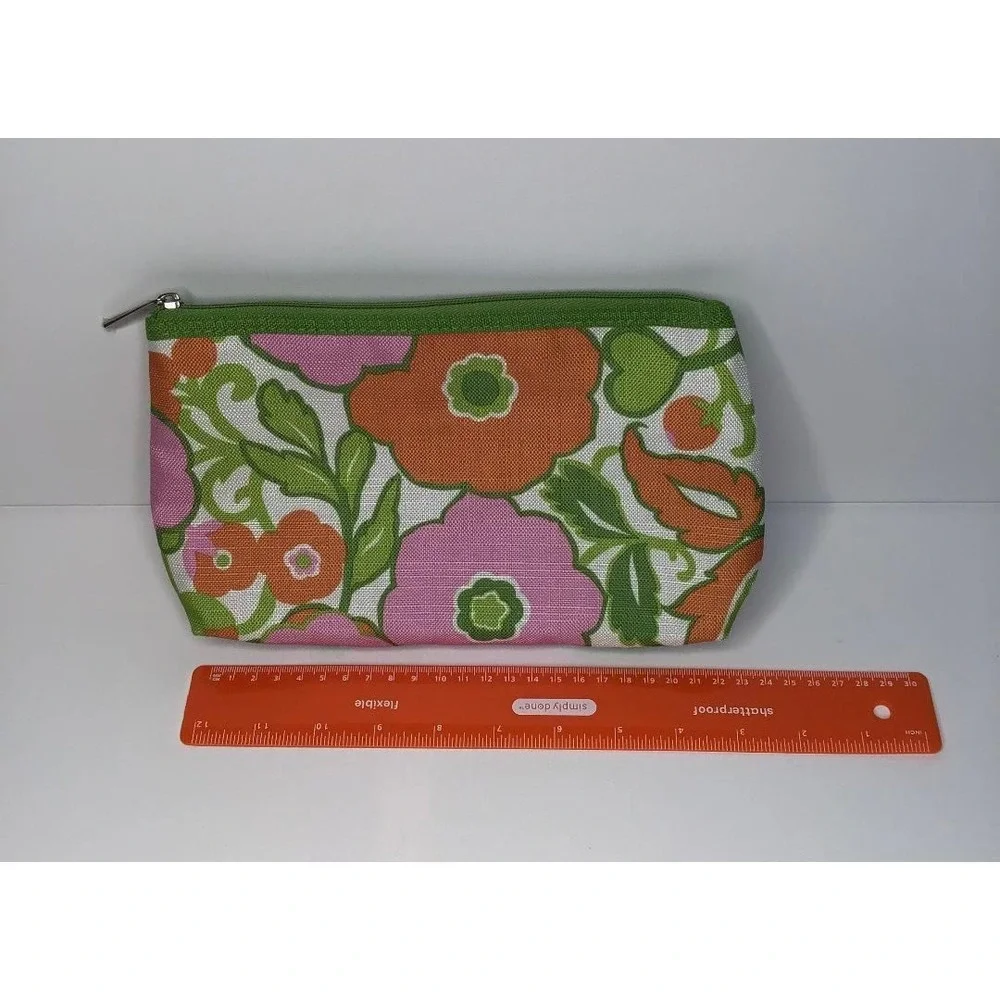 Clinique Makeup Bag Set 2pc Floral & Cosmetic Print Travel Pouches Toiletry NEW